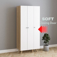 LOFT Living Chelsea Series 3 Doors Wardrobe/Almari Baju/3 Pintu Almari/Taller Size 1950mm(H)