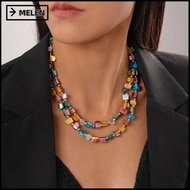 MELEN Colorful Necklace, Irregular Elegant Beaded Necklace, Fashion Double-layer Exaggerate Jewelry 