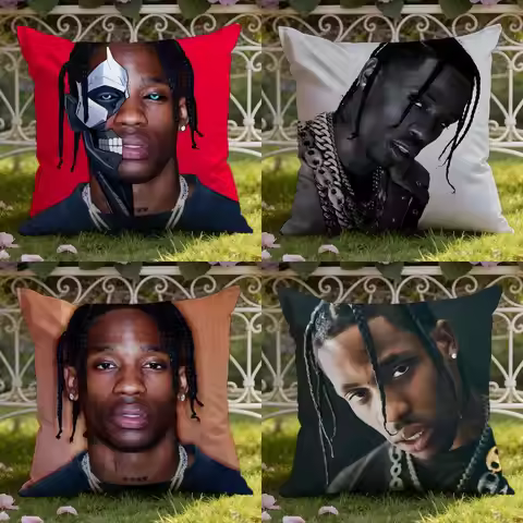 Rapper T-Travis Scott Cushion Cover Home & Car Dual-Scene Pillow Cover: Reversible for Premium Comfo