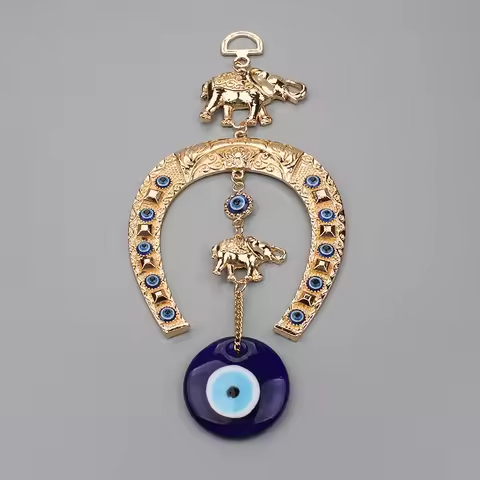 Lucky Eye Evil Eye Islam Quran Hanging Lucky Gold Color Elephant Keychain wall hangings for decorati