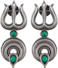 Indian Antique Silver Oxidized Afghani Gypsy Designer Ethnic Ghungroo Bells Small Stud Dangle Jhumka Jhumki Earrings Jewelry