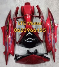 ชุดสี เฟรม mio 2 ตา มีโอ 2 ตา yamaha MIo mx115 รุ่นปี 2009-2011 ครบชุด 5 ชิ้น สีแดงแก้วตัดหน้าดำลาย
