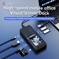 AJAZZ AKP01E 8-in-1 USB-C Docking Station with Display Screen, 4K HDMI, PD 100W, RJ45, USB 3.0, TF/S