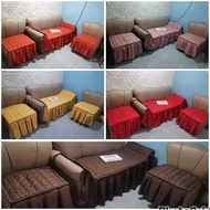 PLAIN Sofa Cover with Ruffles 3n1 set Sofa Cover 3 Seater