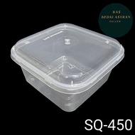 SQ450 Square Plastic Disposable Food Container, 450ml, Microwave-Safe, Food Grade, 50pcs / Bekas Pet
