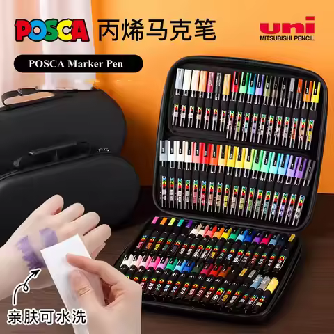 Uni Posca Paint Marker Pen Set PC-1M/3M/5M Full Colors Soft Glitter Colours Drawing Painting Manga A