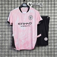 Bộ Đồ Bóng Đá CLB Man City Rồng Hồng Mè 2025 - Đồ Thể Thao Thoáng Mát Thấm Hút Mồ Hôi