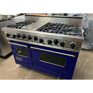 Viking professional blue 48 range dual fuel open gas burners griddle