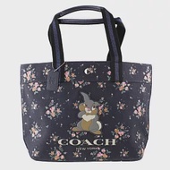 COACH 桑妮兔聯名帆布托特包-黑底花朵