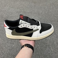 Travis Scott X NK-AJ 1 Low Sail Black sports running basketball shoes*-&-