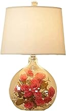 XNHAFW Tableps, Tablep Natural Glass Bedsidep Manual Blown Nightstandp Linen Fabric Desk Light 30Cm