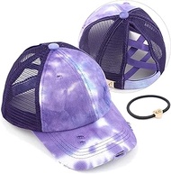 C.C Kids Criss-Cross Elastic Band Ponytail Caps Messy Buns Trucker Plain Baseball Cap (KIDS-BT-791)