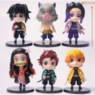 Action Figure Anime Demon Slayer chibi Tanjiro Inosuke Nezuko Giyuu SET of 6 pieces | Topper Demon s