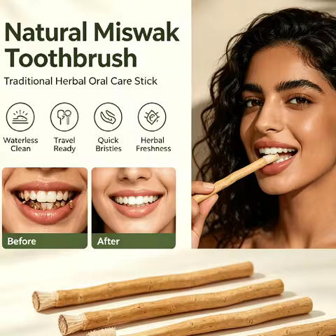 Miswak Dental Sticks Natural Waterless Toothbrush Travel Portable Oral Care Gums Fresh Breath for Se