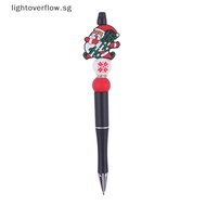 [lightoverflow] Christmas Creative Silicone Beaded Plastic Multi-functional Rotary Ballpoint Pen Cartoon Sig Pens For Kids Christmas Gift [SG]