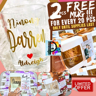PLUS 2PCS Personalized Clear Mug with name for wedding, debut, birthday, christening