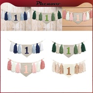 [Phenovo] 1st Birthday High Chair Banner, First Birthday Party Decoration, Wooden Bead Tassels 1st B