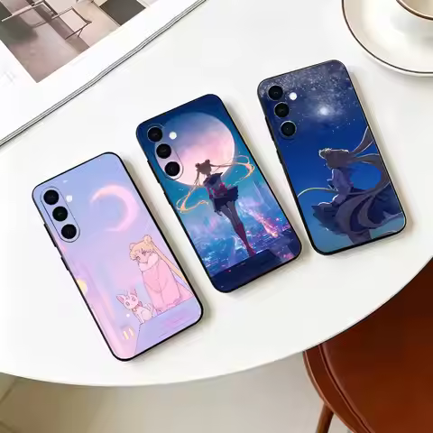 Cartoon Sailor Moon-a Black Soft Silicone Phone Case for Samsung Galaxy A73, A42, A72, A70, A53, A52
