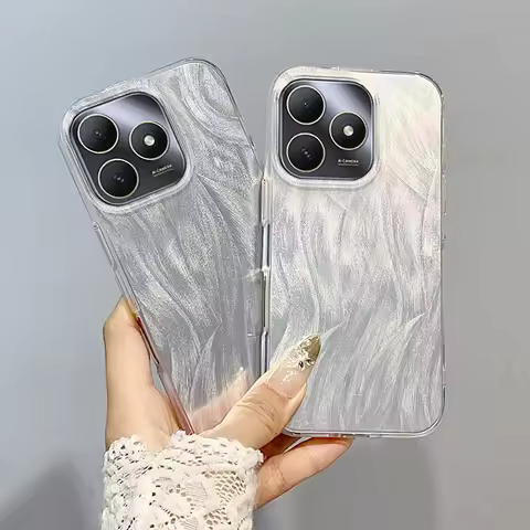 Luxury Laser Silver Gradient Case For Realme C63 C65S C61 C53 C51 C51S Phone Case Narzo N63 N61 N53 