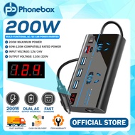 PHONEBOX Car Inverter 200W Peak Power Multifunctional Automotive AC 12V/24V to DC 110V/220V Inverter