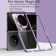 For Honor Magic V3 V 3 V5 Case Luxury Electroplated Bumper Transparent PC Hard Flip Phone Cover Casi