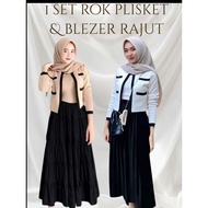 Elegant Tweed Model Women's Clothing Set AQILA 1 Set CROP Top Skirt