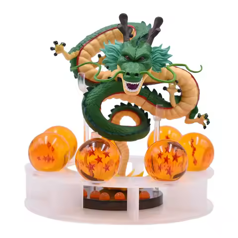 DBZ Anime Shenlong Figures Set Esferas Del Dragon and 7 Stars Dragon Crystal Balls 3.5cm Shelf Figur