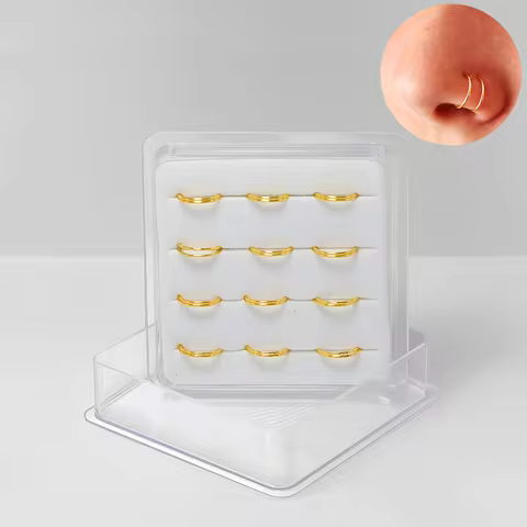 12pcs 925 sterling silver Nose Hoop Huggie Nostril helix Piercing Double Nose RingsJewelry