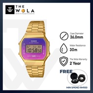 (2 Years Warranty) Casio Vintage Digital Watch A168WERG-2A Gold Stainless Steel Band Unisex Watch