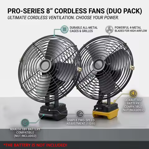 Camping Fan 8In Outdoor Fishing Wireless Desktop Portable Metal Fan Strong Wind Fan For Makita/Dewal