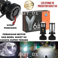 Y6 PROJECTOR HEAD LIGHT H4 LED SOCKET SUPER BRIGHT ORIGINAL Y6 SUPER BRIGHT Y6 MINI PROJECTOR H4 SOC