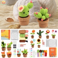 6Pcs Crochet Starter Kit Complete Potted Plant Crochet Kit Cute Crochet Knitting Kit Colorful Croche