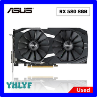 YHLYF Gebriikt Asus Grafische Kaarten Amd Rx 580 8Gb GDDR5 Mijnbouw Gpu Videokaart 256Bit คอมพิวเตอร์ RX580 FNTFR