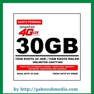 Kartu Perdana Smartfren 4G LTE Kuota 30GB (15GB Utama + 15GB Malam) MR
