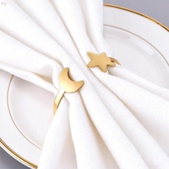 MXBEAUTY 6PCS Star Napkin Buckle, Minimalist Metal Moon Napkin Rings, Party Supplies Modern Gold/Sil
