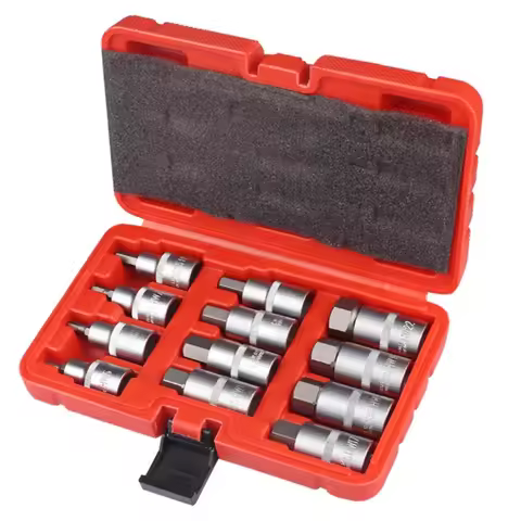 367D 12Pcs 1/2inch Drives Impact Hexagon Bit Socket Set H5 H6 H7 H8 H12 H14 H16 H17 H18 H19 H22 Hexa