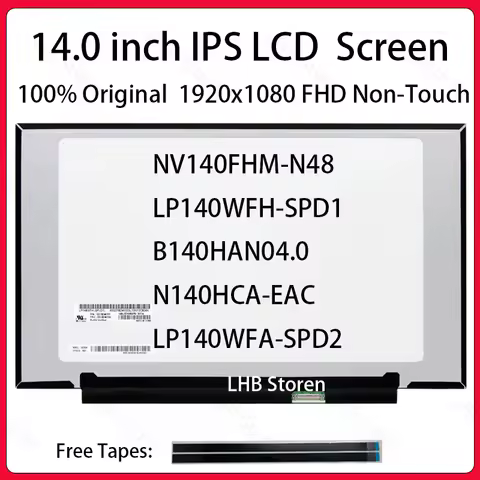 14" Laptop LCD Screen LP140WFH-SPD1 NV140FHM-N48 For Lenovo ThinkPad T490 T490s T495 T495s P43s Disp