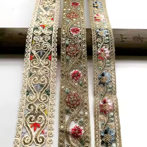 2m/6.56ft Each Pack Big Wide Lace Embroidery Trim Flower Sewing Curtain Accessory Handmade DIY Craft