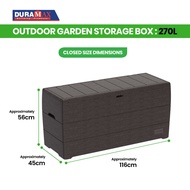 Duramax Plastic/Metal Outdoor Garden Storage Box (270L/416L/585L/770L)(Brown/Dark) /Duramax Cedar Gr