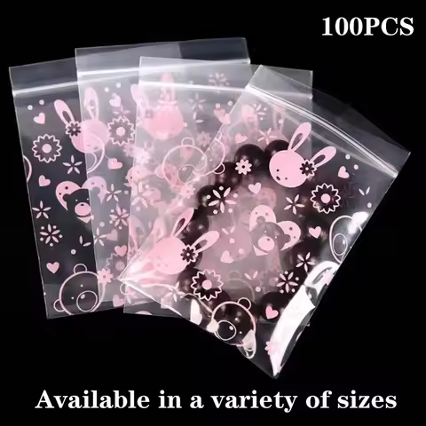 Pink Rabbit Small Plastic Zipper Bag Ziplock Bag Ziplock Pill Packaging Pouches Mini Zip lock Bags P