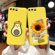 Huawei P10 / P10 Plus Full Cover Cute Avocado Sunflower Painted Candy Color Soft Silicone Phone Case