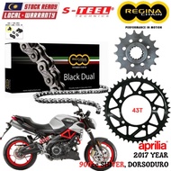 APRILIA 900cc DORSODURO / SHIVER Full Set Regina Black Dual Chain 525 ZRA Steel Sprocket Sets