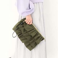 日本 RODE SKO 軍綠色棉布 三層摺花 手提袋