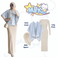 3-in-1 Modern Teenage Set | Outer Arwen + Long Dress + Bella Square | Stylish Beach Outfit - KO34