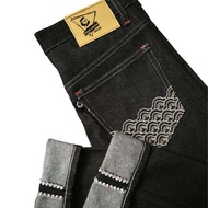 DISKON SPESIAL Evolusion Denim Selvedge Celana Jeans 15oz Raw Denim - Red Flower 27