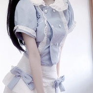 Beautiful JK Uniform Suit - Cream-Colored Top & High-Waist Skirt