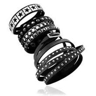 1/3 Pcs Punk Rock PU Leather Studded Bracelets For Men Women 80s Gothic Stackable Star Chain Cuff Se