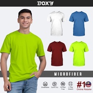 BOXY Unisex Microfiber Round Neck Plain Neon/Apple Green/Sea Blue/Maroon/White XS-3XL Short Sleeve T