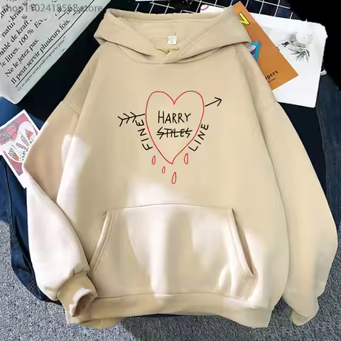 Happy Fine Line Print Hoodeis Harry Styles Treat People Kindness Fashionable Sweatshirts Women's Top