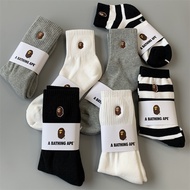 Bape Socks Embroidered Solid Color Thickened Sports Socks Anti-slip Breathable Mid @-